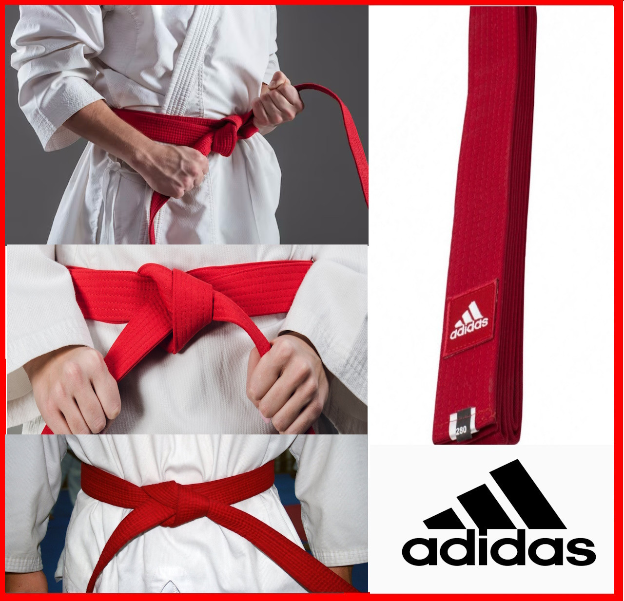 Пояс для кімоно карате тхекводо дзюдо айкідо ADIDAS ELITE червоний одяг бойових єдиноборств