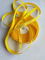 Стрічка репсова в горох №16 жовтий шириной 0,9 см
