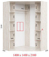 Шафа-купе Стандарт кутова 1.4 м - Фенікс