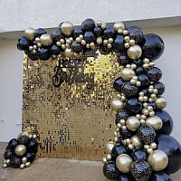Набор 145 шаров для фотозоны Платиновая крошка Черный и бежевый жемчуг