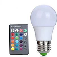 Лампа LED кольорова A50 RGB 3 Wt з пультом