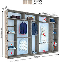 Шкаф-купе 3.7 м Виват ВН374 / ВН376 прямой - Дом