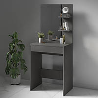 Туалетный стол для макияжа с выдвижным ящиком, столик с зеркалом и полочками из ДСП S-14 Антрацит