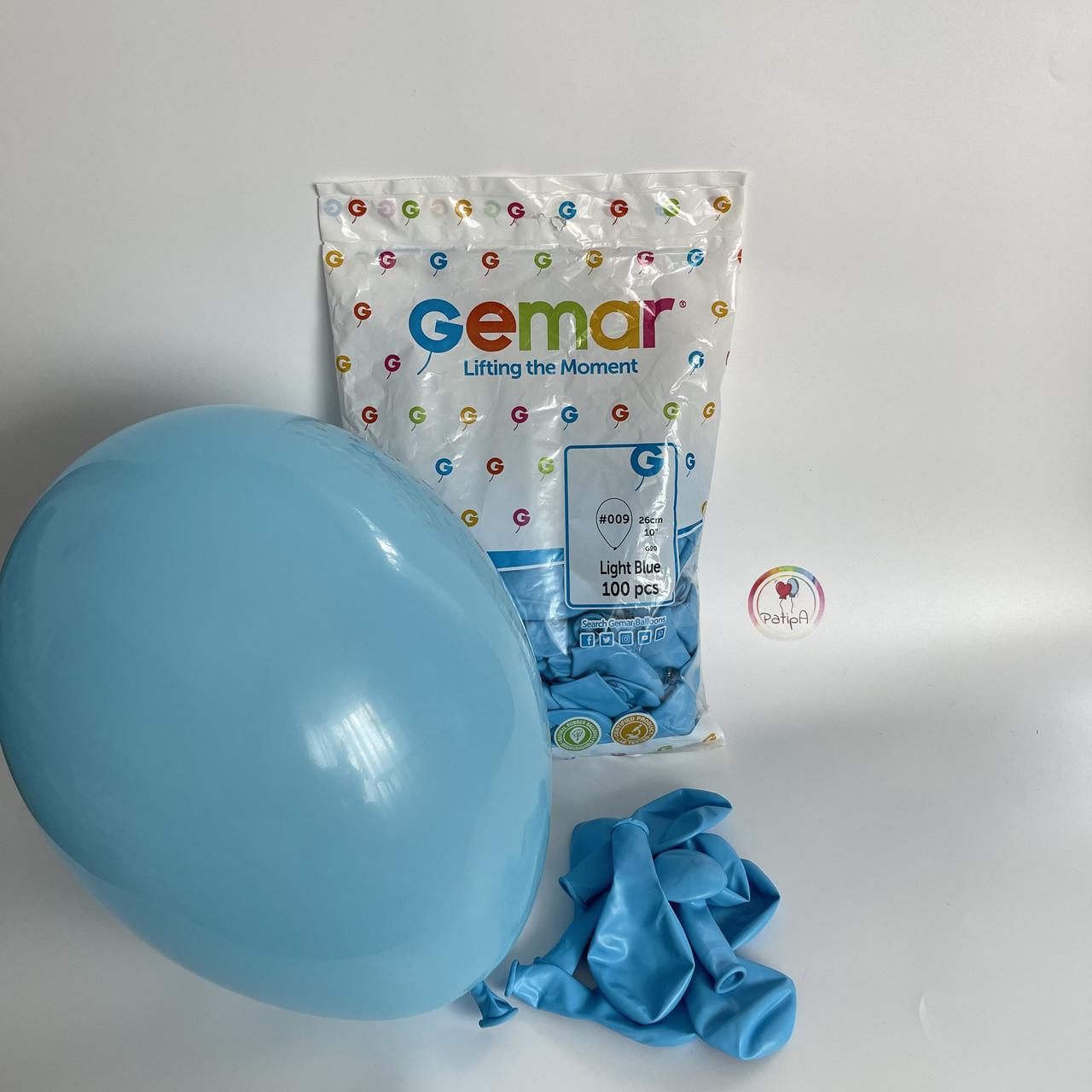 Повітряні кульки 10" LIGHT BLUE упаковка 100 шт GEMAR