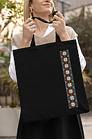 Эко-сумка, шоппер, с патриотическим принтом "Украинский орнамент цветочный" Push IT