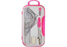 Готовальня 7 предметів, в кейсі з кнопкою Economix рожева