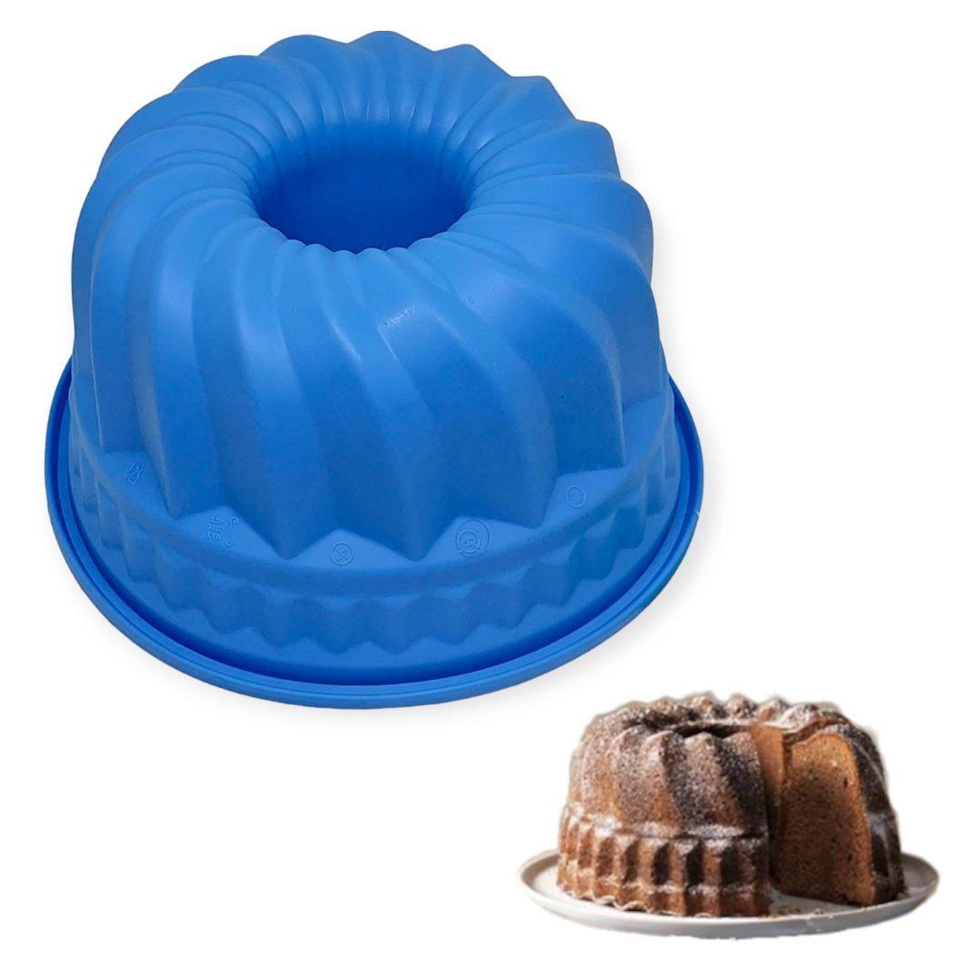 Силіконова форма Profsil Кекс із втулкою блакитна d-23.2 см
