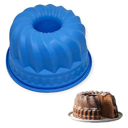 Силіконова форма Profsil Кекс із втулкою блакитна d-23.2 см, фото 1