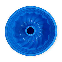 Силіконова форма Profsil Кекс із втулкою блакитна d-23.2 см, фото 3