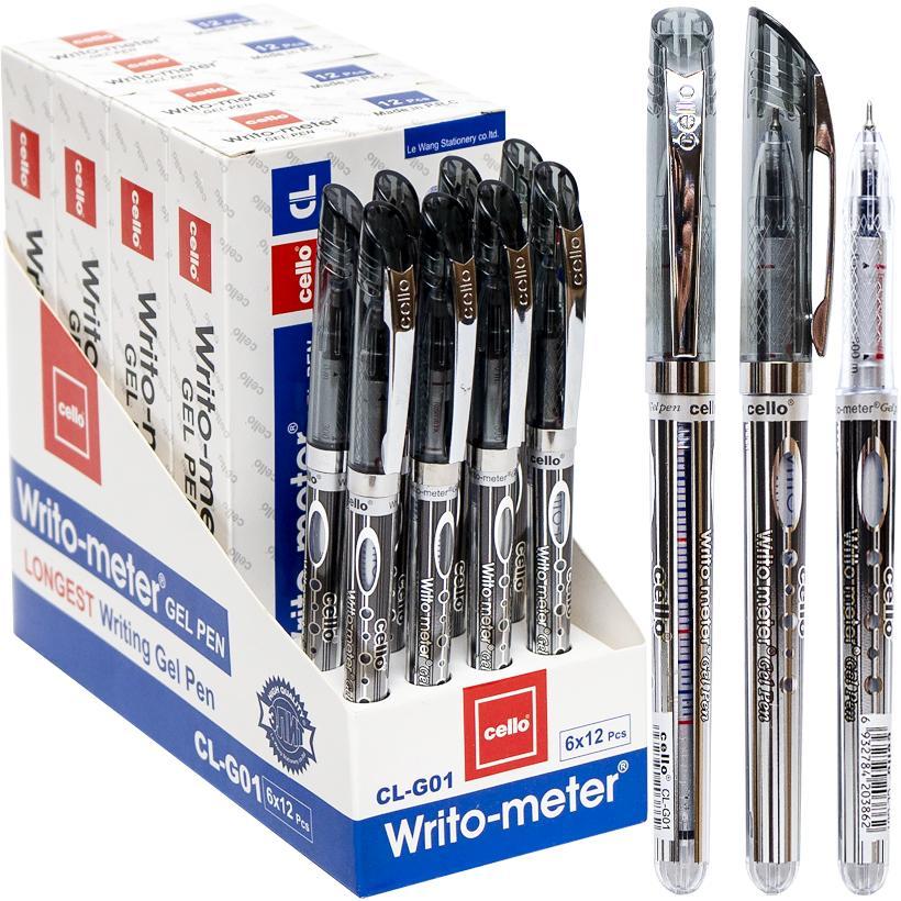 Ручка гелева чорна 1,5 км Writo-meter Gel Cello G01-BK