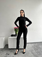Классические женские брюки костюмка 7/8 с стрелками (Размеры 42,44,46,48,50), Черные