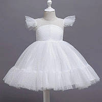 Сукня святкова біла для дівчинки на 8-9 роки, короткий рукав, розмір 150
