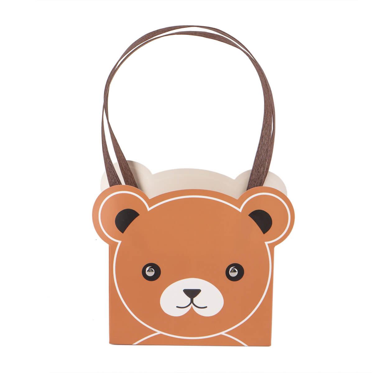 Коробка для квітів "Ведмедик" 14,5*10*17, коричнева ELISEY, фото 1