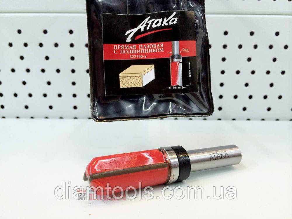 Фреза крайкова пряма Атака D19 d12 L89 h38 з верхнім підшипником (322190-2)