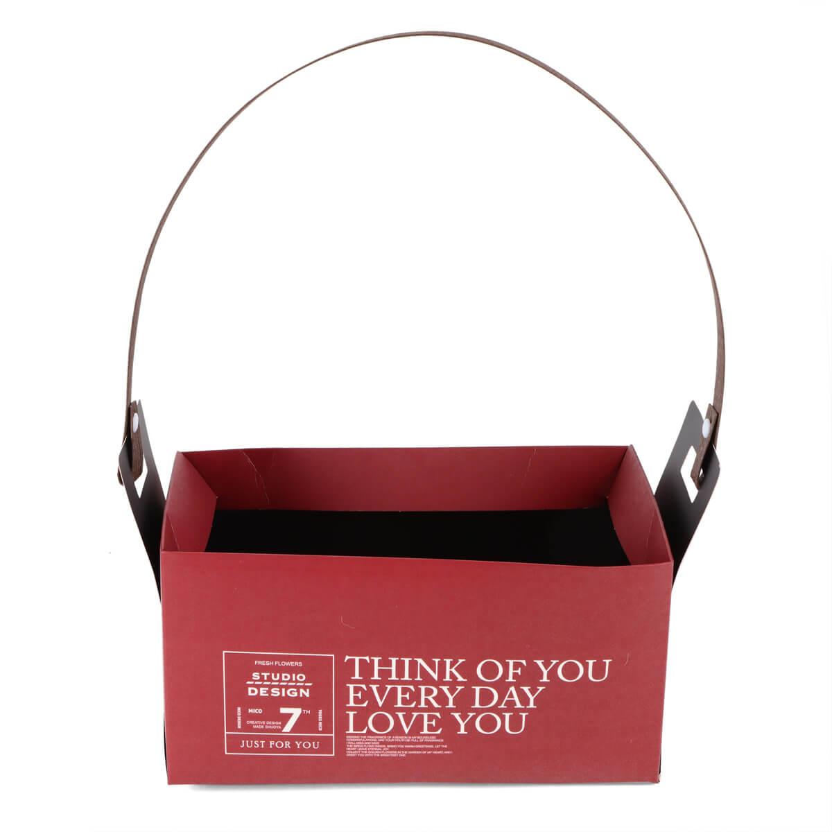 Коробка для квітів "Love You" 23*12*12, бордова ELISEY, фото 1