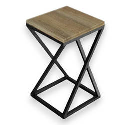 Підставка для квітів металева у стилі Лофт Marble чорний/дуб сонома