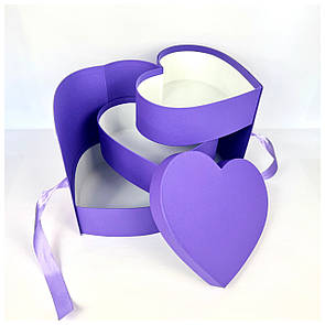 Коробка Серце 3х ярусна подарункова 26*23*25 см фіолетова