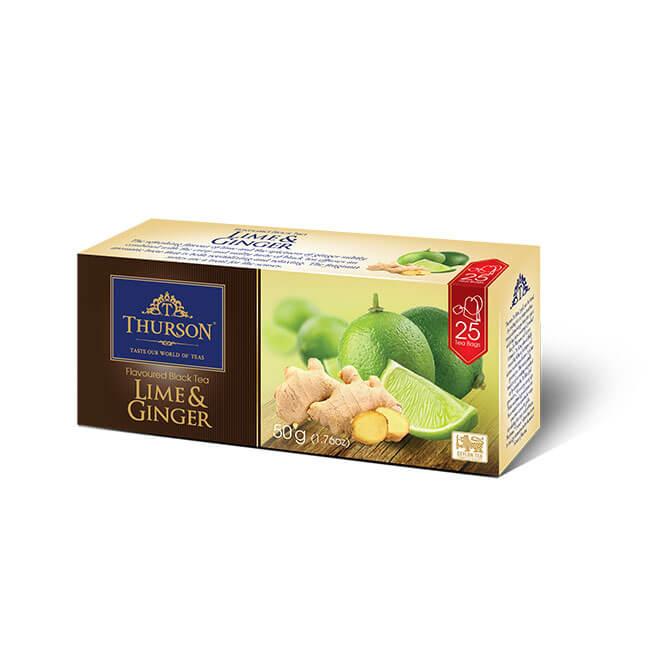 Чай чорний пакетований Турсон Імбир і лайм 25 пакетиків, фото 1