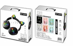 Бездротові навушники котячі вушка Cat Ear SP-20A, Bluetooth навушники з підсвіткою Сірі, фото 3