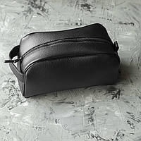 Чоловіча дорожня косметичка-органайзер ERNIE Black з екошкіри несесер для подорожей