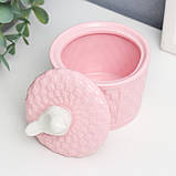 Скринька кераміка "Білий горобець. Плетінка" рожева 9,5х8, фото 2