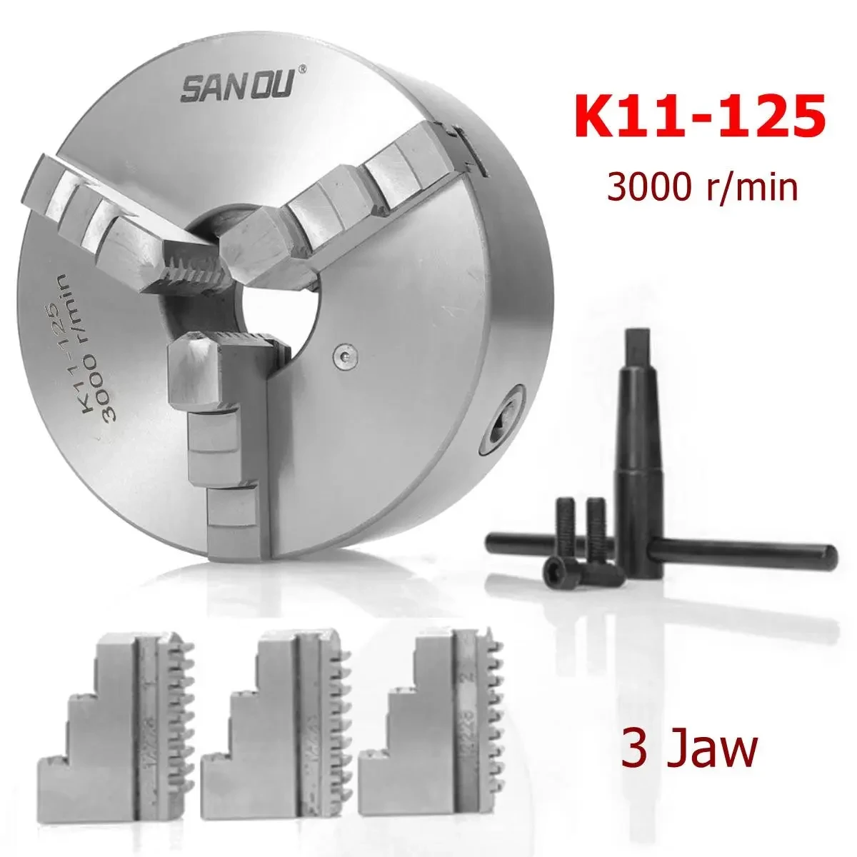 Патрон токарный SANOU K11-125 3х кулачковый 125 мм самоцентрирующий