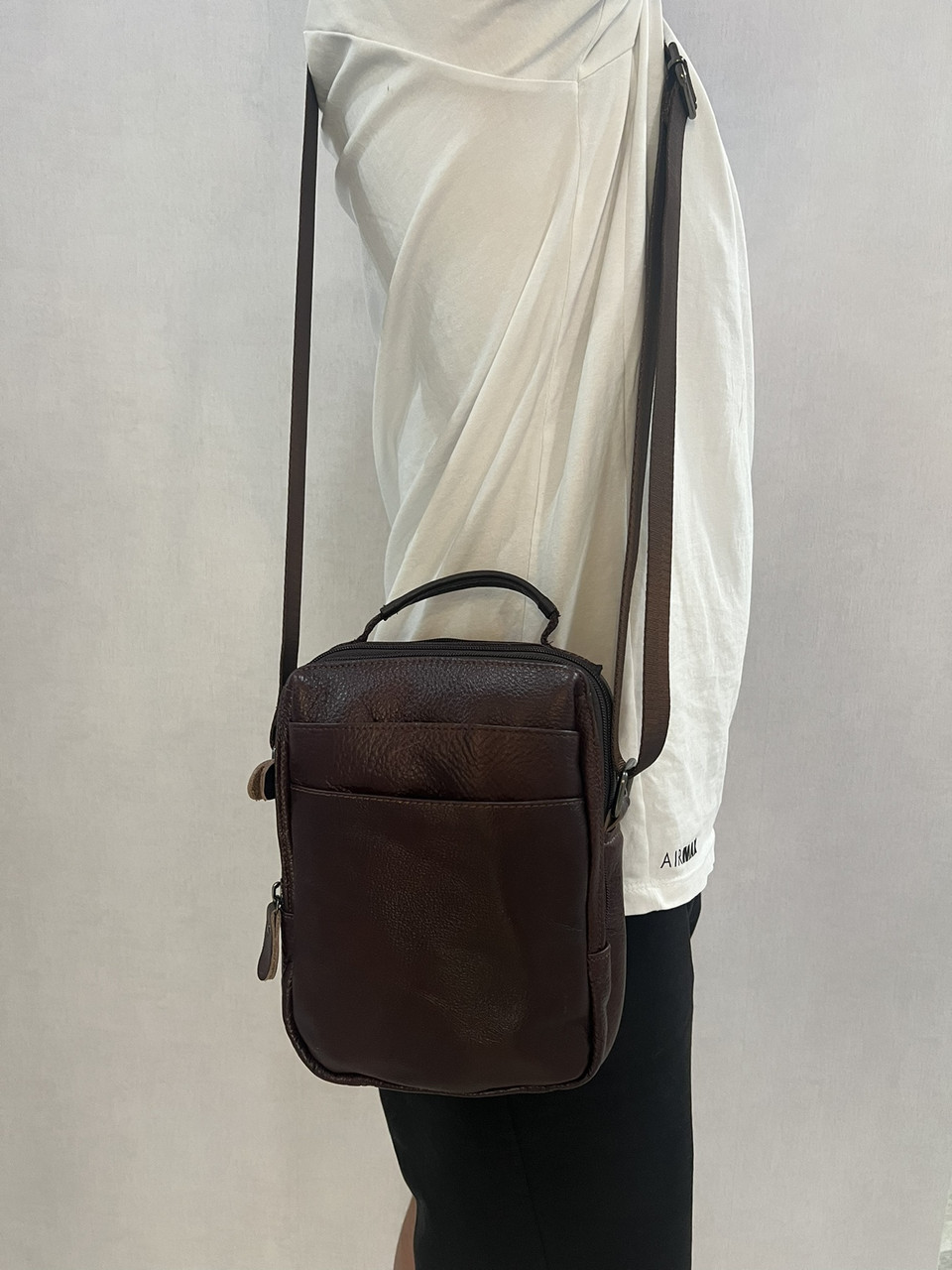 Чоловіча шкіряна сумка 8143CF коричнева, фото 1