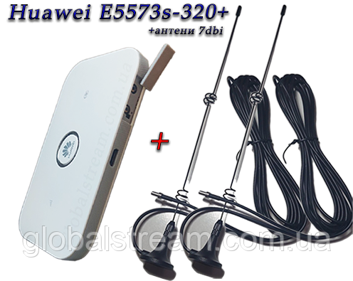 Мобільний модем 4G-LTE+3G Wi-Fi Роутер Huawei E5573s-320+ (KS, VD, Life) + 2 антени 4G (LTE) на 7 db магніт