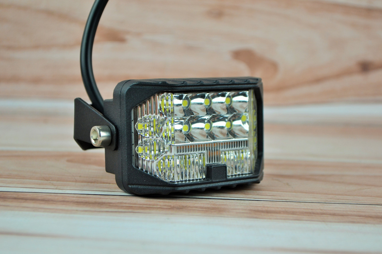 Фара LED прямокутна 63W 6000K Дальнє + ближнє світло та жовте (21 діод) (7.6см х 5см х 3см), фото 1