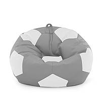 Крісло мішок М'яч Оксфорд 100 см Студія Комфорта розмір Стандарт Сірий + Білий