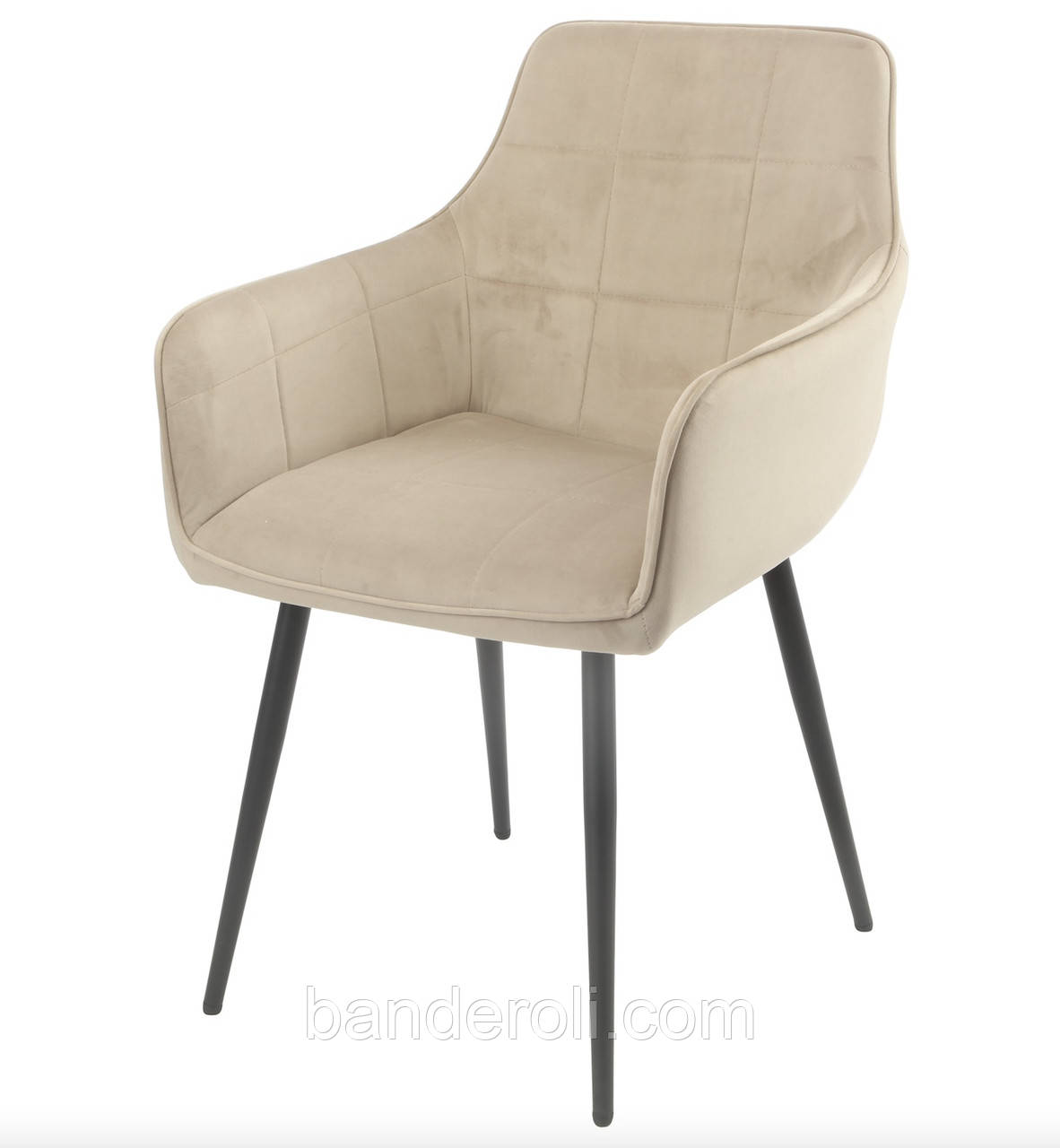 М'яке крісло з підлокітниками Hector  оксамит беж OR-851  на чорних металевих ніжках, фото 1