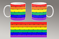 Чашка белая керамическая "Радужный флаг" ЛГБТ ABC