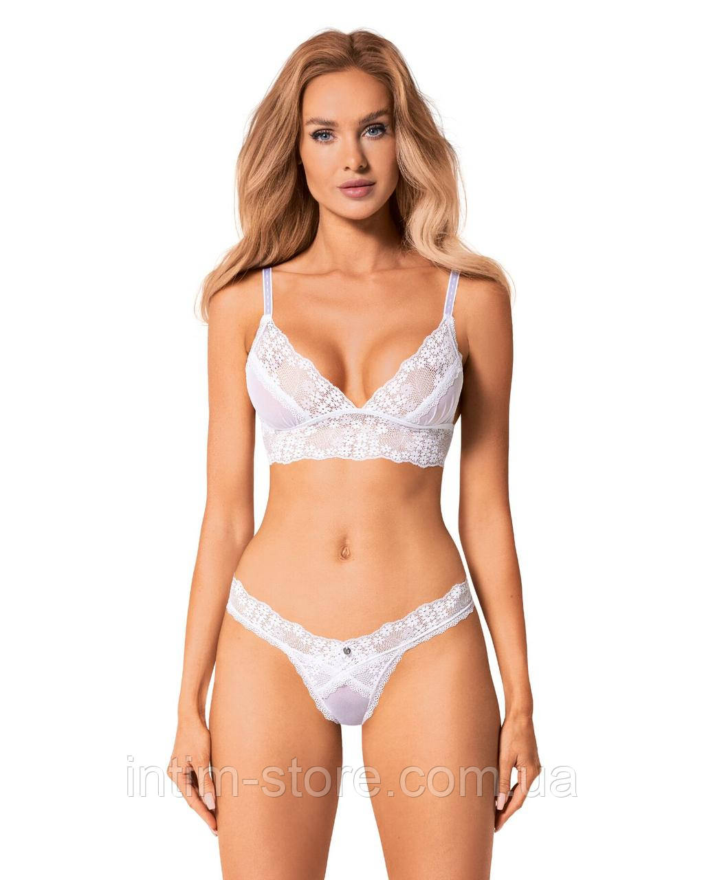 Еротичний комплект Obsessive Heavenlly 2-pcs set M/L, бюстгальтер і танга SO8173, фото 1
