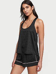 Атласна чорна піжама р. M Victoria’s Secret Satin Racerback Tank & Satin Short