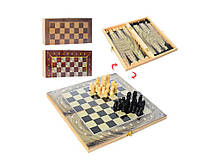 Настільна гра Шахи 3 в 1  з дерев'яною дошкою арт 28ACD