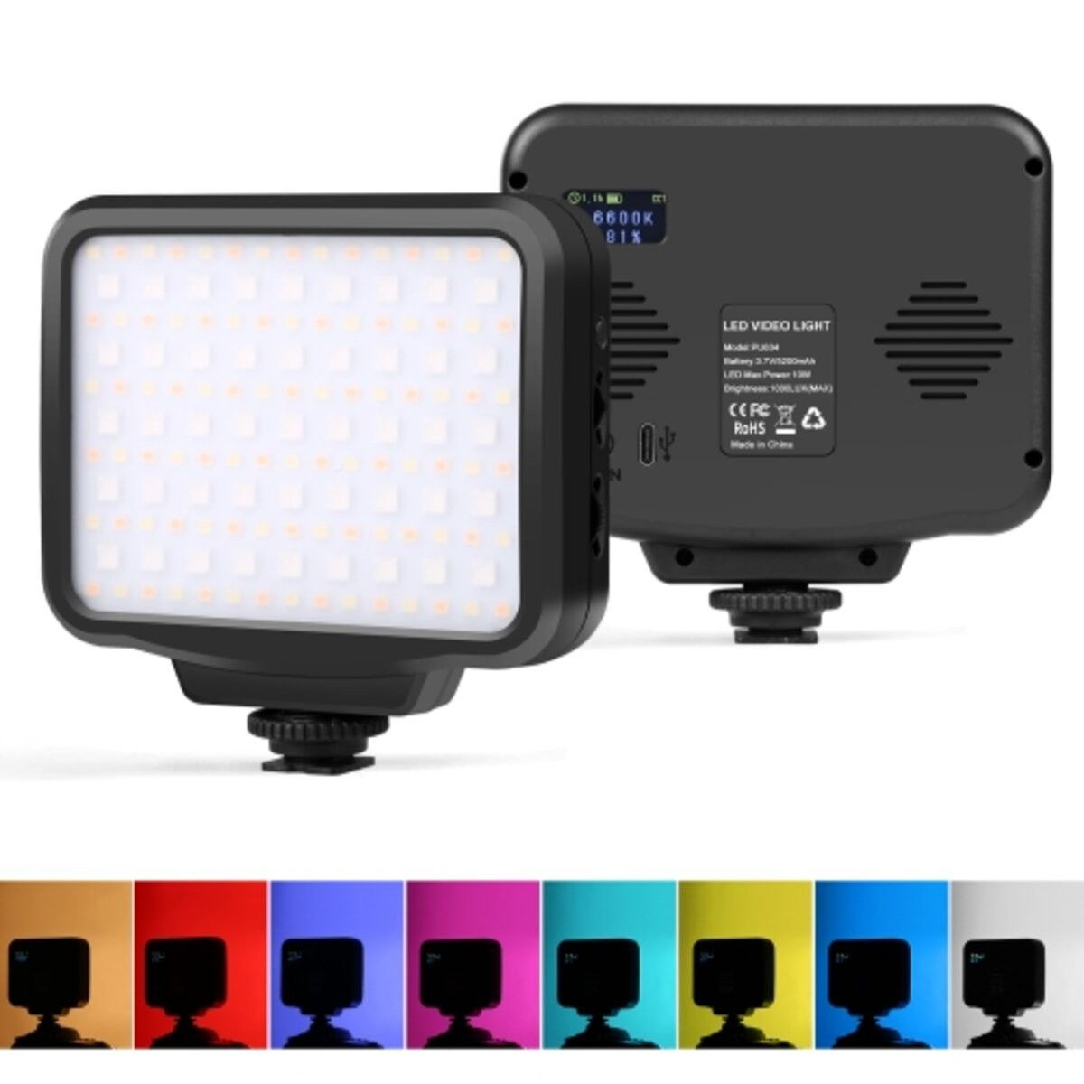12,2x11,8x3,1 см RGB Накамерне світлодіодне світло — панель Puluz PU634 Led 2500-9900K