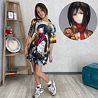 Платье - футболка для девочки в стиле аниме «Атака Титанов» Anime 34-36 (рост 116-132)