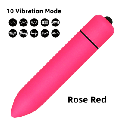 Міні Вібропуля Вібратор, 10 режимів (1ААА) rose red, фото 1