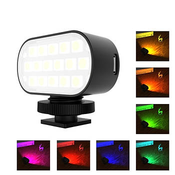 55 x 45 x 30 мм RGB Накамерне світлодіодне світло — панель Puluz PU564B Led 2500-9000K