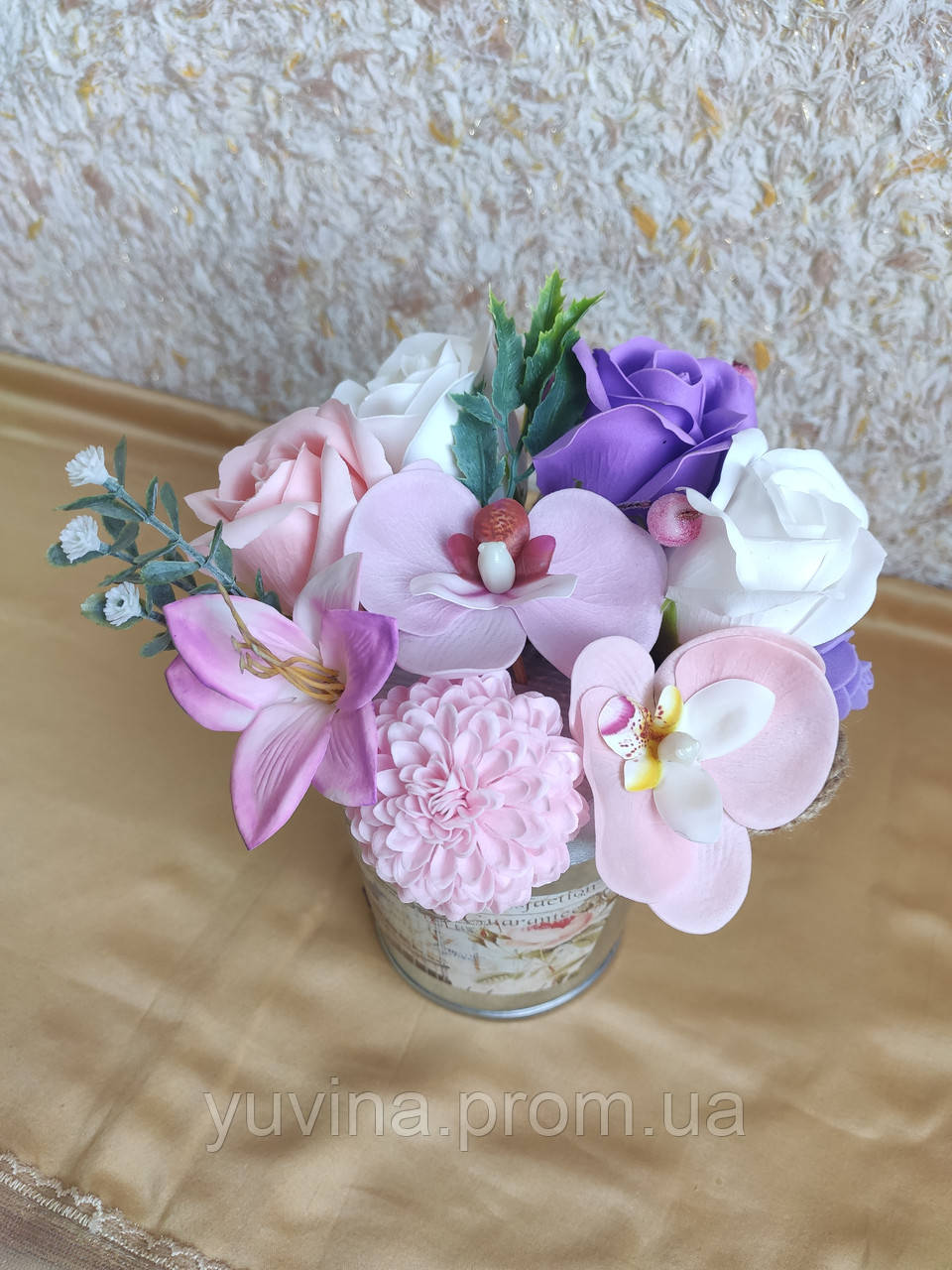 Букет цветов Ручной работы Подарок девушке на День Рождения Подарки для дома Украинские подарки орхидея - фото 5 - id-p1895256832