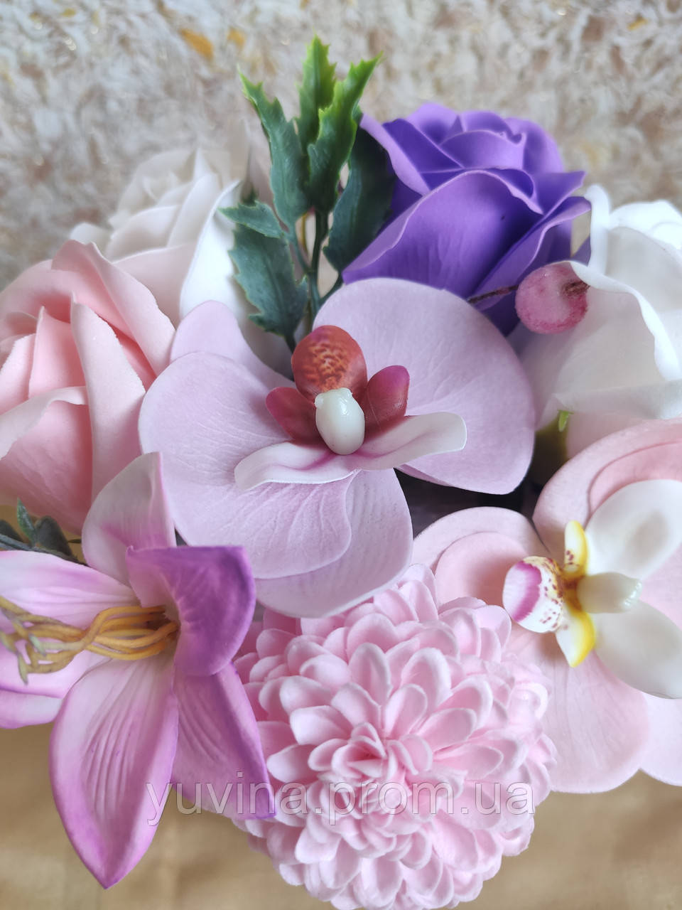 Букет цветов Ручной работы Подарок девушке на День Рождения Подарки для дома Украинские подарки орхидея - фото 3 - id-p1895256832
