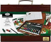 Набор Масляных красок Royal & Langnickel Essentials 12цв*12 мл и допматериалы в деревянном кейсе, RSET-oil2030