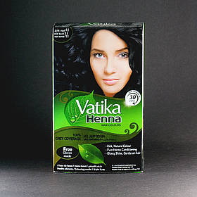 Натуральна фарба для волосся на основі хни Vatika Henna Deep Black глибокий чорний Dabur 60 г