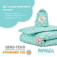 Комплект постільної білизни в ліжечко для новонароджених в мішечку, Корона м`ята бавовна 100% ТМ PAPAELLA