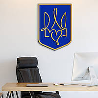 Современный Герб Украины, трезубец свобода, деревянный декор для комнаты 25x18 см, золотой герб на синем щите