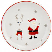 Новогоднее блюдо Санта с Оленем 21 см керамика