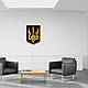 Настінний Герб України, тризуб в офіс, сучасний декор стін 25x18 см, золотий герб на чорному щиті, фото 4