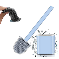 Туалетный ершик Toilet Brush с гнущейся силиконовой щеткой с креплением на стену и пола голубой
