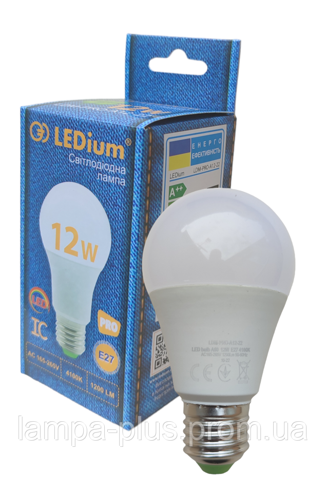 Светодиодная LED лампа LEDium A60 12W 4100К Е27 230V 1200Lm - фото 1 - id-p1895282493