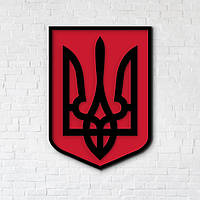 Государственный Герб Украины, трезубец УПА, современный декор для дома 35x25 см, черный герб на красном щите
